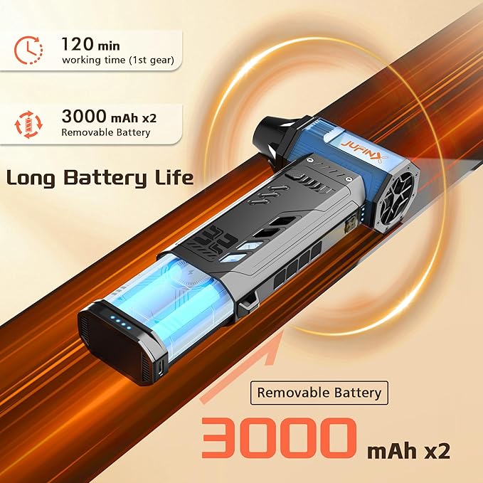 Air Duster -250000RPM Electeic Air Duster, Replaceable Batteries 2pcs,Long Life Cordless mini Blower, 3-Gear Adjustable- Cordless air Duster for Keyboard,PCs,Outdoors,Leaves,Car Cleaning