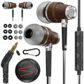 Symphonized Wired Earbuds 3.5mm Jack – Wooden Earphones with Mic & Volume Control, Plug In Ear Headphones Wire, Corded Ear Buds Wired Earbuds with Microphone for Computer, Laptop & Phone with Aux Cord
