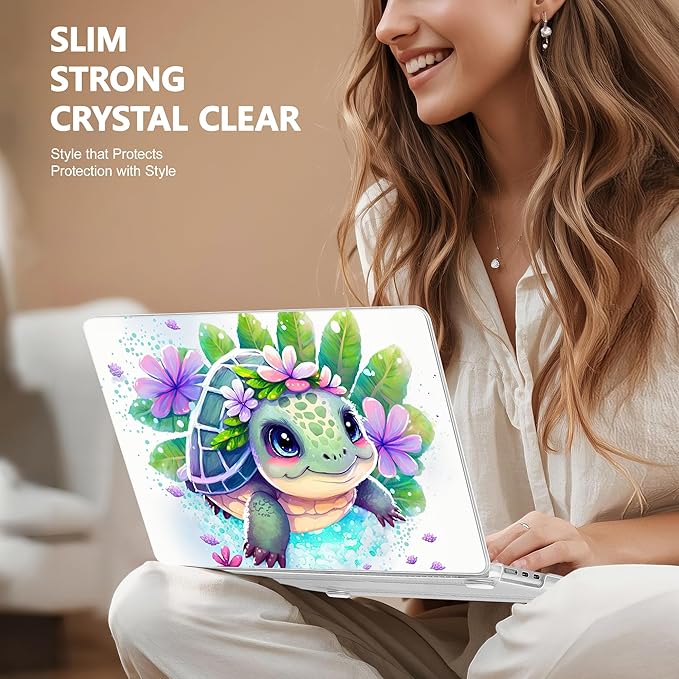 Case for MacBook Air 15 Inch 2025 2024 2023 Release M4 A3241 M3 A3114 M2 A2941, Hard Shell with Screen Protector & Keyboard Cover, Compatible with Touch ID, Tortoise