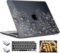 TWOLSKOO Compatible with M4 MacBook Air 13.6 inch Case 2025-2022 Release M4 A3240 M3 A3113 M2 A2681, Plastic Hard Shell & Keyboard Cover & Type C Adapter & Screen Protector, Golden Flowers
