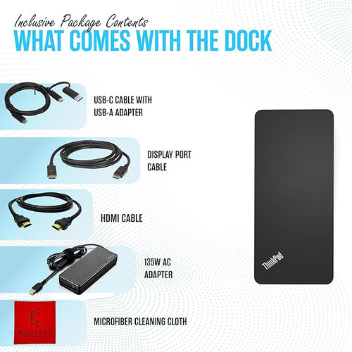 40AF0135US Lenovo Docking Station Dual Monitor - ThinkPad Dock USB-C, USB-A