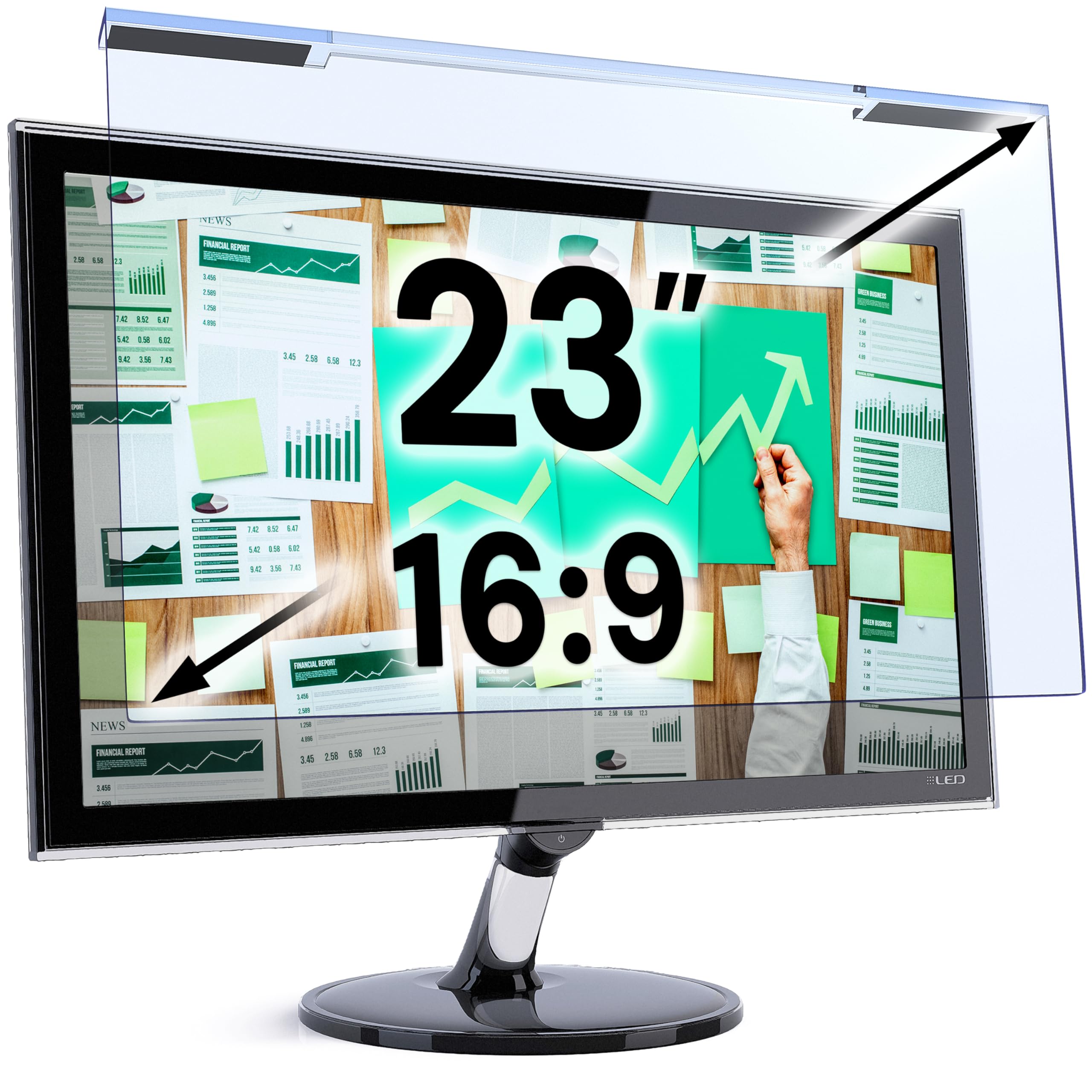 VINTEZ Blue Light Screen Protector for 23 Inch Computer Monitor and Laptop – Anti-UV Blue Light Blocking Film for Desktop PC, Eye Protection Filter, 20.6" x 12", 1 Pack