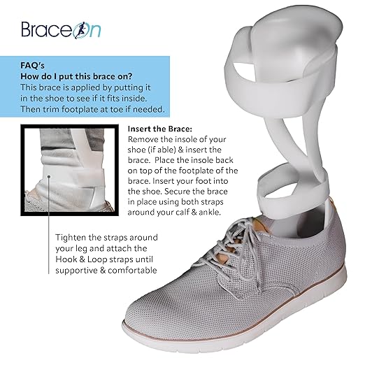 BraceOn AFO Swedish Foot Stabilizer, Drop Foot Brace for Women, AFO Brace and Foot Drop Brace, Womens, Left