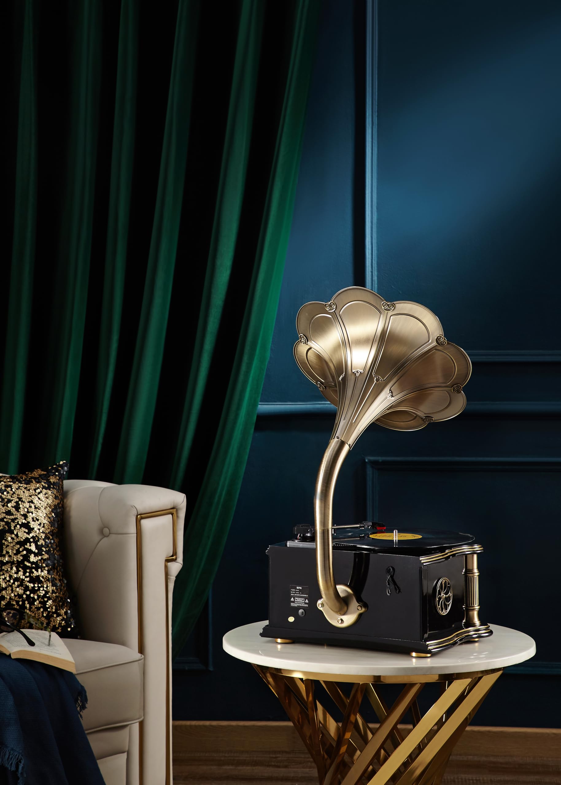 HZLSBL Vintage Gramophone with Bluetooth Input Vintage Record Players