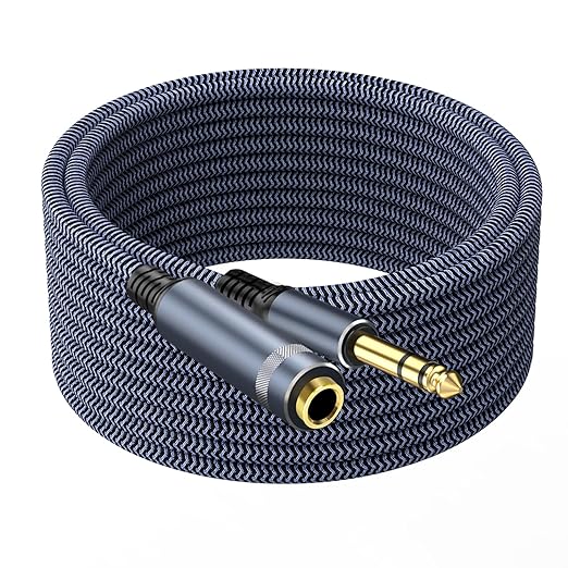 1/4" Male to Female Stereo Headphone Guitar Cable - 20ft Quarter Inch Extension
