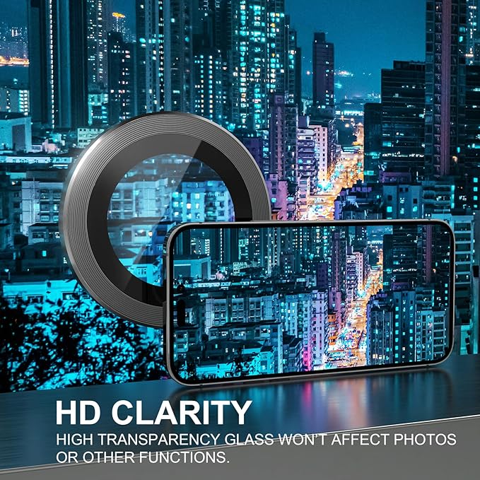 Choiche [3+1 for iPhone 14 Pro/iPhone 14 Pro Max Camera Lens Protector, 9H Tempered Glass Camera Cover Screen Protector Metal Ring Decoration Accessories (Black)