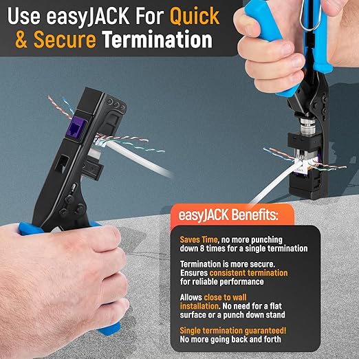 Everest 90° Angled RJ45 Cat6 Keystone Jacks 100-Pack in Purple - Slim Profile Female RJ45 Connectors - Cat 6 Keystone Jack - Compatible with 90° Angled Speed Termination Tool - easyJACK (B094WB91H3)