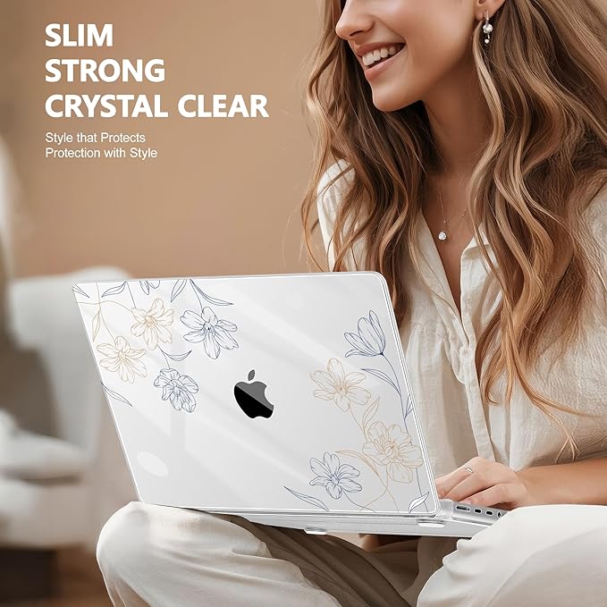 for MacBook Pro 16 inch Case 2021 2022 2023 2024 Release A3186 A3403 M4 A2991 M3 A2780 M2 A2485 M1 Pro/Max, Hard Shell Case with Screen Protector & Keyboard Cover, Floral