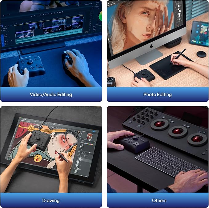 TourBox NEO - Custom Controller for Photo Video Editing, Color Grading, Ilustration, MacOS/Windows, Photoshop Lightroom Davinci Resolve After Effects Premiere FCPX Programmable Keyboard Bundle