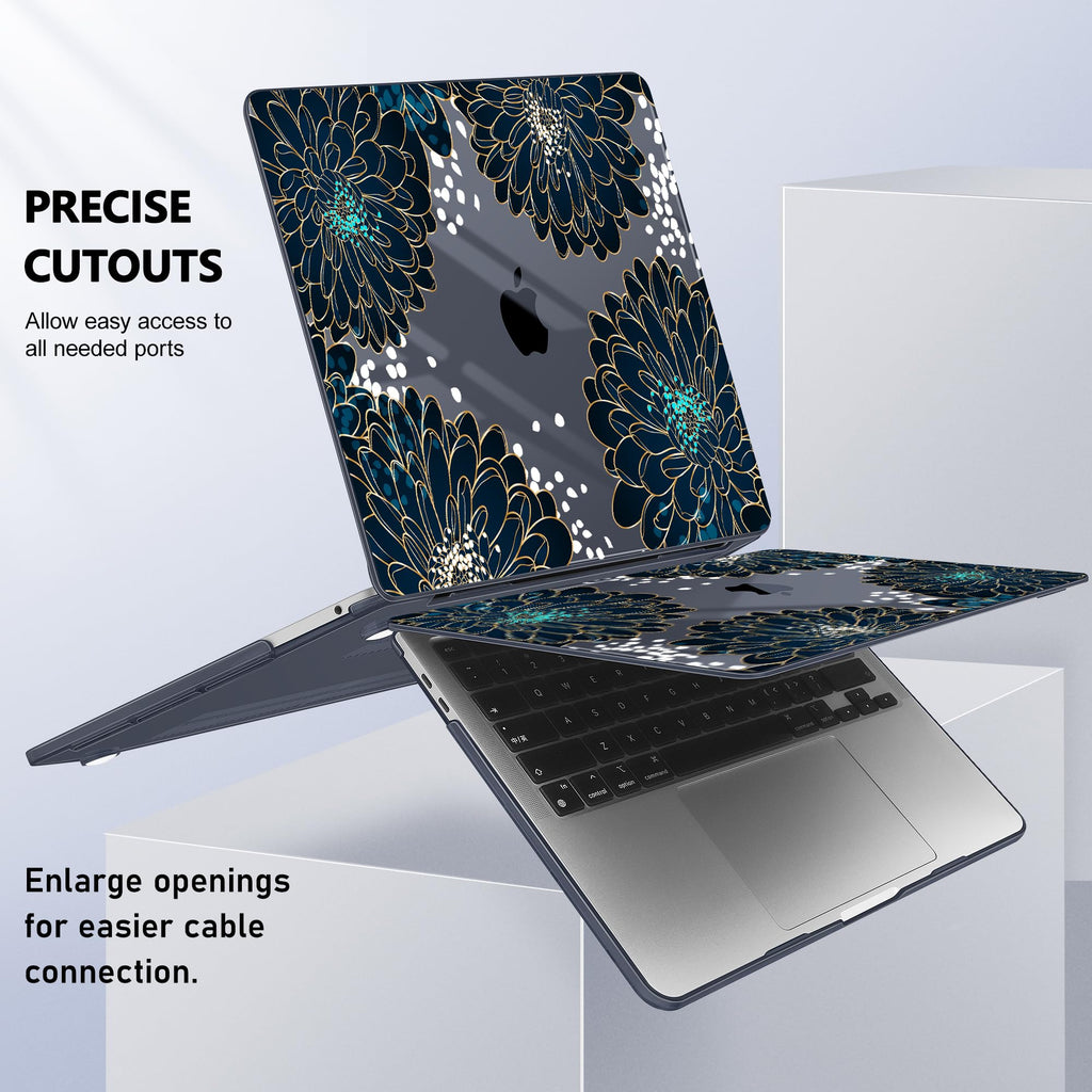 Lepeoac Case for MacBook Pro 13 inch Case M2 2022-2016 A2338 M1 A2251 A2289 A2159 A1989 A1708 A1706, Plastic Hard Shell + Keyboard Cover + Dust Plug, Luxury Floral
