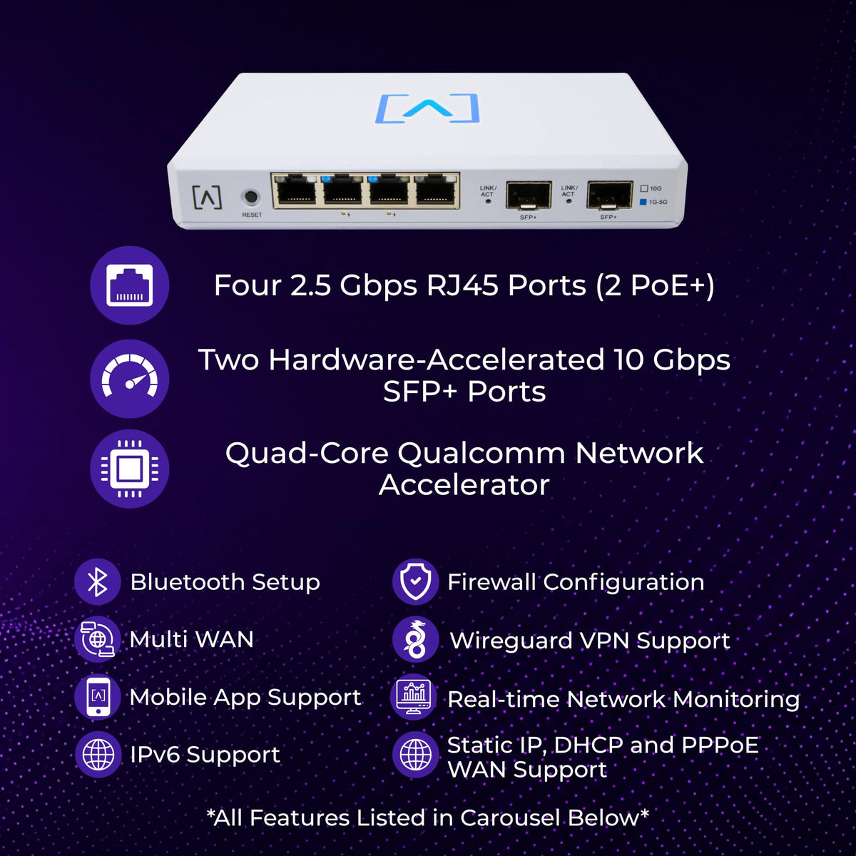 Alta Labs Route10 | 10 Gig Multi-WAN Router | High-Performance Qualcomm Quad-Core Hardware-Accelerated VPN Router | 2 10 Gbps SFP+ and 4 2.5 Gbps Ports | Real-Time Stats | Load Balancing | 40W PoE+