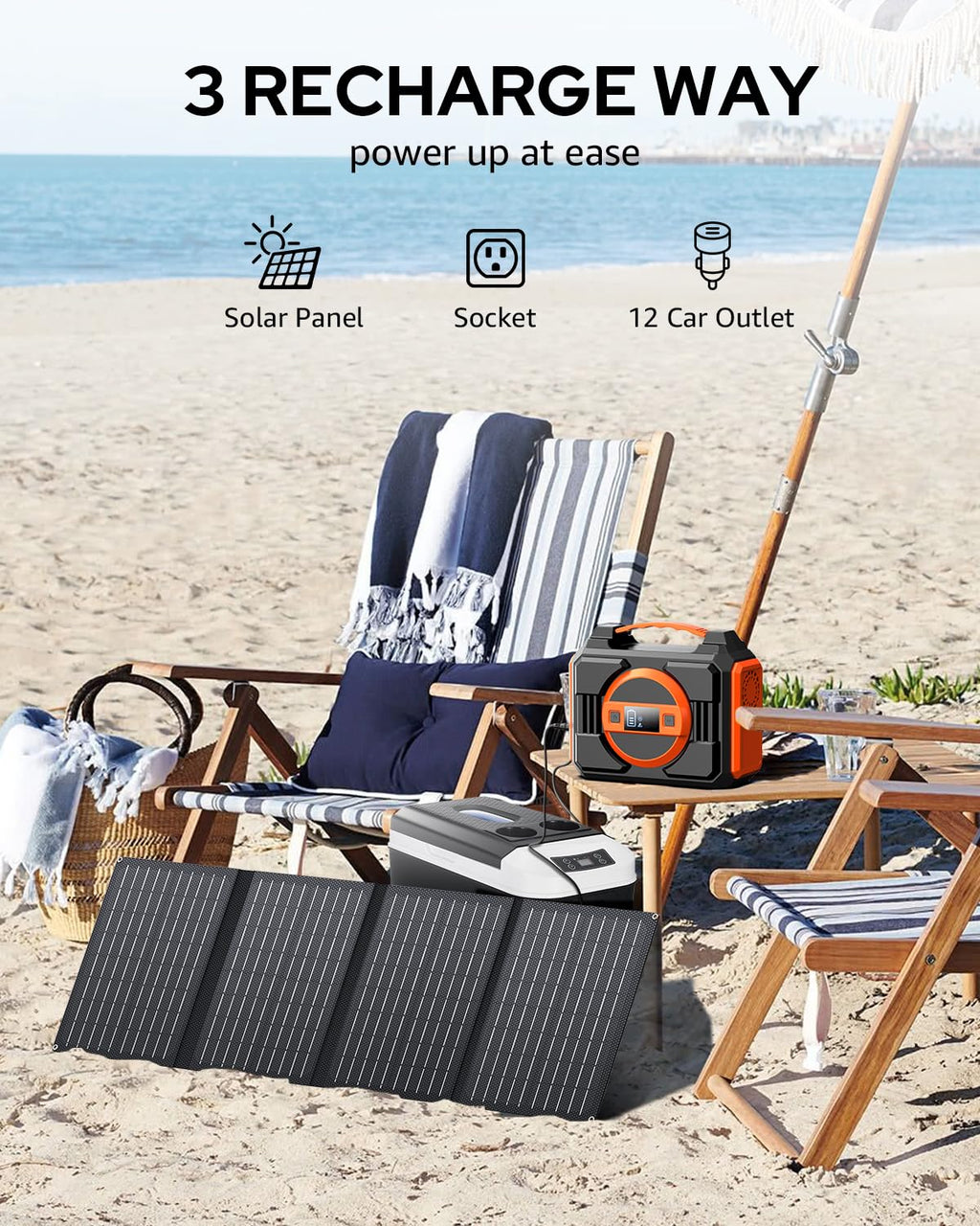 Portable Solar Generator, 300W Portable Power Station with 40W Solar Panel