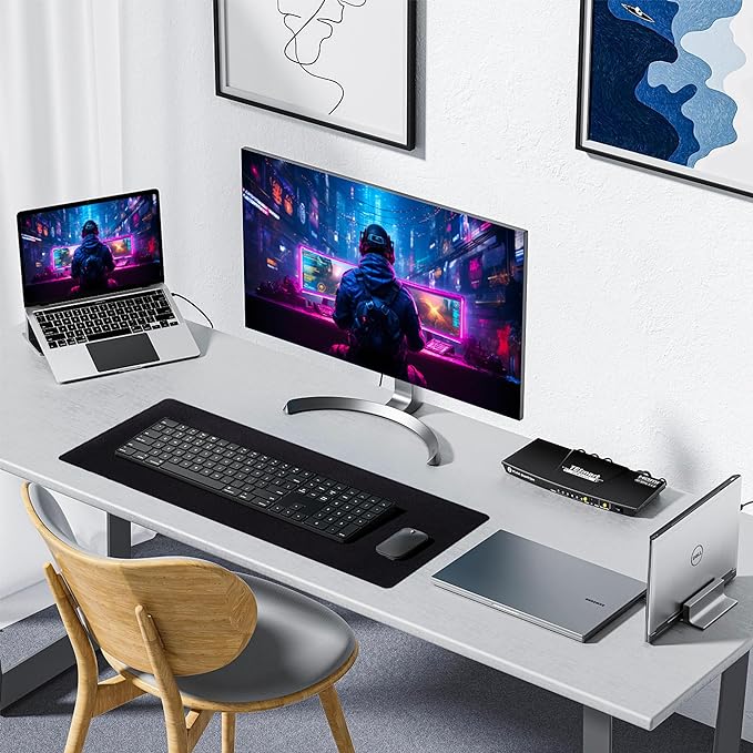ALOANES Large Gaming Mouse Pad with Non-Slip Rubber Base,Stitched Edge,Desk mat for Laptop,Computer & PC, Wristing Pad for Gamer,Office & Home, 35.4''x 11.8''x 0.12'', Black