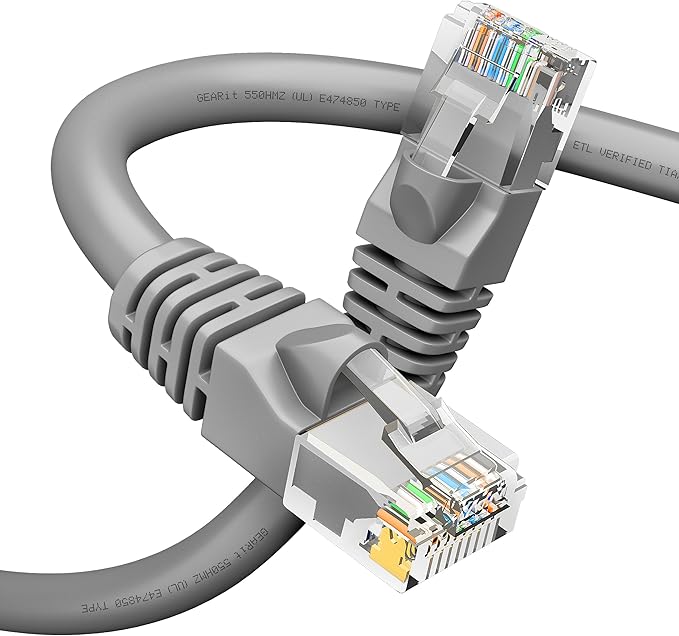 GEARit Cat 6 Ethernet Cable (1-Pack 14 Feet) Cat6 Network Patch, 10Gbps, RJ45, Snagless Cord, Gold-Plated Connectors, Internet for PC, TV, Tablet, Router, Printer, Servers, IT Data Center - Gray