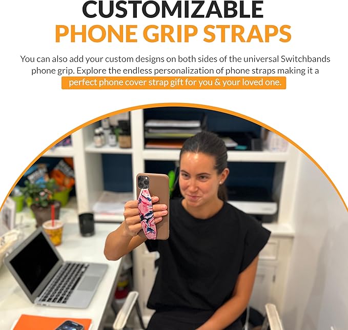 Phone Grip Strap - Pack of 2 Reversible Finger Holder for Phone Back, Customizable Anti-Slip Design, Wireless Charging Compatible Detachable Holder for iPhone - Cat Nap