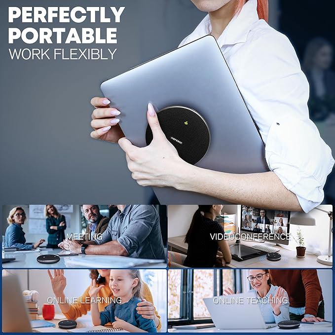 M4 Pro Speakerphone, Conference Microphone with Directional Voice Pickup, Enhanced Voice Pickup, AI Transcription, AI Noise Reduction, USB C, Bluetooth Speakerphone for Personal Workspaces