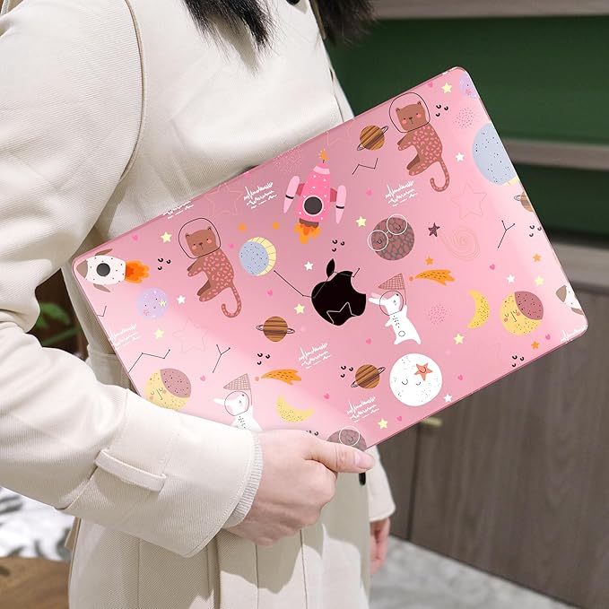 MEEgoodo for MacBook Air 13 inch Case 2021 2020 2019 2018 Released A2337 M1 A2179 A1932 with Touch ID, Plastic Hard Shell & Keyboard Cover Compatible with MacBook Air Case 13.3,Space & Animals