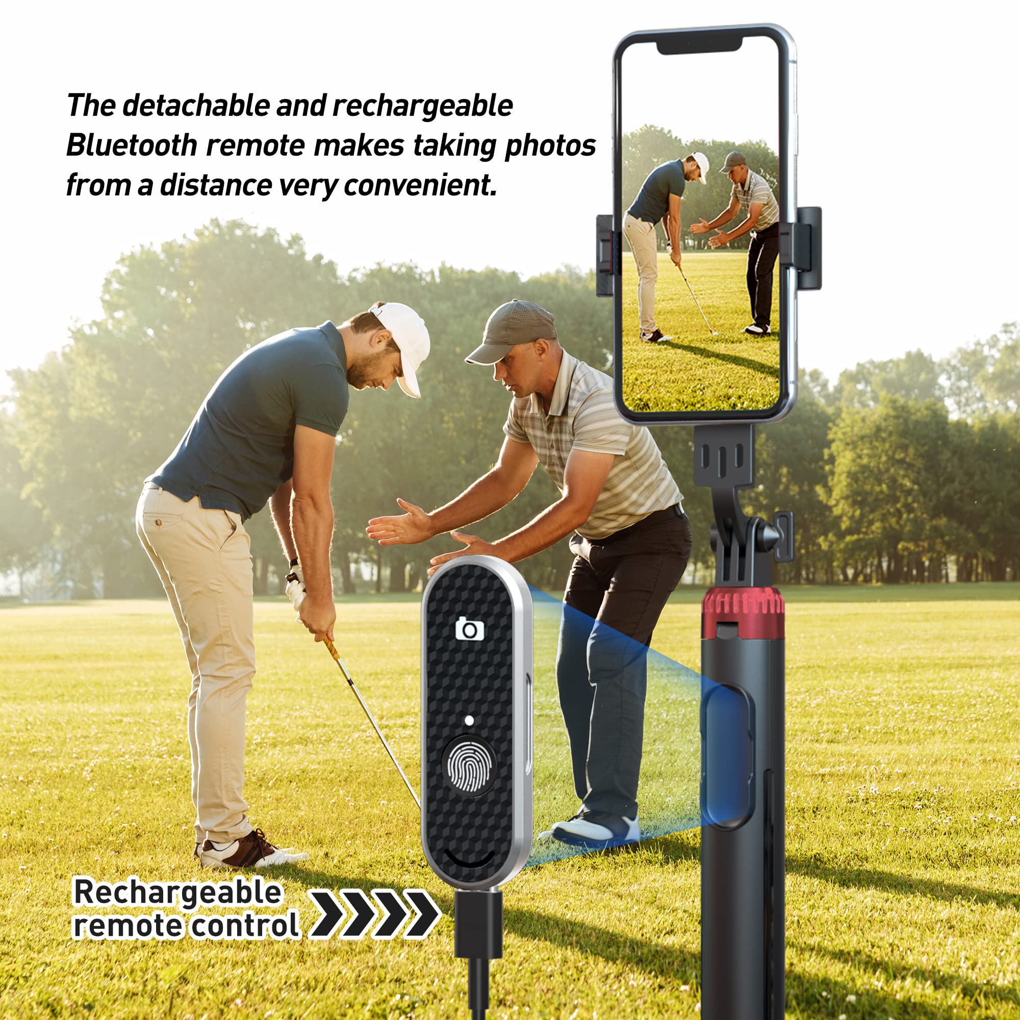 EUG-PRODUCTS 62" Phone Tripod & Selfie Stick for Golf Training, Extendable Cell Phone Tripod Stand with Wireless Remote and Phone Holder, Golf Training Aid - Compatible with iPhone Android iPhone