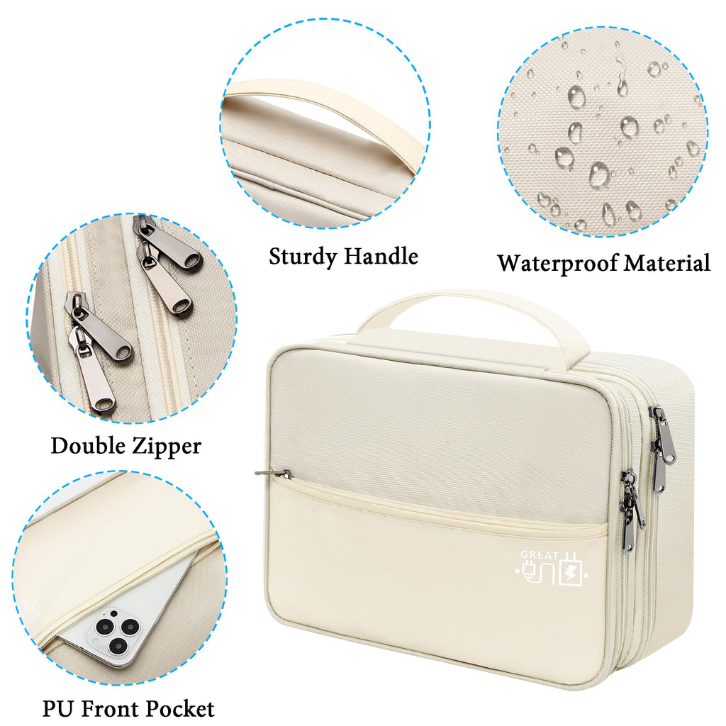 CILLA Electronic Organizer Travel Case, Travel Cord Organizer Case Portable Waterproof Cable Organizer Bag for Charger, Cord, USB, Power Bank, Earphone