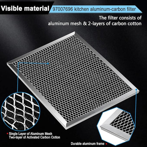 97007696 Charcoal Filter Replacement for Range Hood 41F Grease Filter 6105c 8-3/4" x 10-1/2" Aluminum Mesh Charcoal Carbon Filter Compatible with Most Brand Stove Vents -3 PACKS by Fetechmate