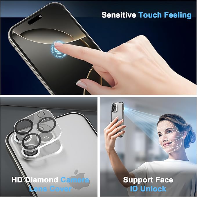 Privacy Magnetic Case for iPhone 16 Pro with Metal Titanium Frame Privacy Screen Protector & Camera Lens Protector, Magnetic Adsorption Double Sided Glass Case Anti Peep Anti Spy Phone Cover