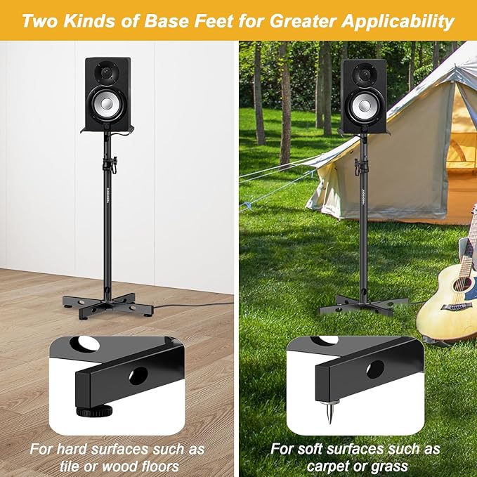 Set of 2 Studio Monitor Stands Adjustable Height Speaker Stands with Cable Management
