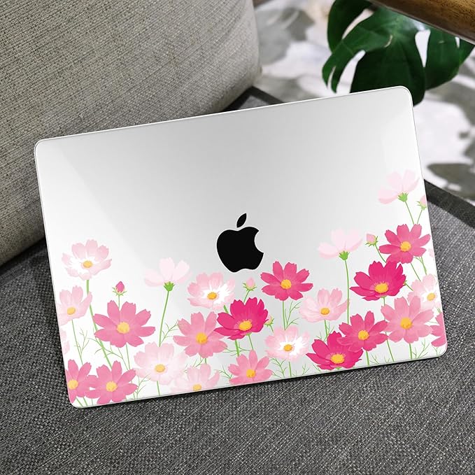 MEEgoodo for M4/M3/M2 MacBook Air 15.3 inch Case 2025 2024 2023, Case Fit Model (A3241/A3114/A2941) for MacBook Air 15 inch, Laptop Hard Shell with Keyboard Cover, Bright Pink Flowers
