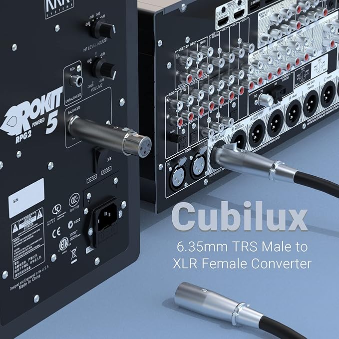 Cubilux Unbalance XLR Female to 1/4” TS Male Converter, XLR to 6.35mm(Quarter Inch) TS Mono Adapter for Guitar, Keyboard, Drum, Microphone, Power Amplifier, Mixer, Karaoke System, Speaker, 2-Pack
