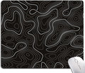 Topographic Contour Map Mouse Pad, Black Minimalist Mouse Mat Waterproof Non-Slip Rubber Base MousePads for Office Laptop Computer Desk
