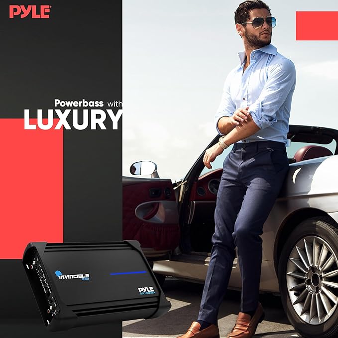 Pyle 1Channel 2000W Class D Car Audio System Amplifier, 14"Invincible Monoblock Series Amp, Advanced Protection Circuitry, PWM Power Supply, 5-Way Protection, Lightweight & Compact Design, LPF Control