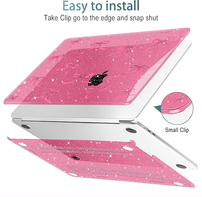 May Chen for MacBook Air 13.6 Inch Case 2025/2024/2023/2022 Release (Model A2681 A3113 A3240, M2 M3 M4 Chip) – Hard Shell Laptop Cover with Keyboard Cover & Screen Protector，Peach Bows