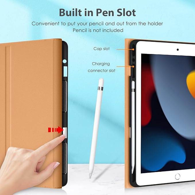 DTTO for iPad 9th/8th/7th Generation 10.2" Case 2021/2020/2019 with Keyboard, 7 Colors Backlit Wireless Detachable Keyboard Premium Leather Folio Cover with Pencil Holder & Pocket, Blossom