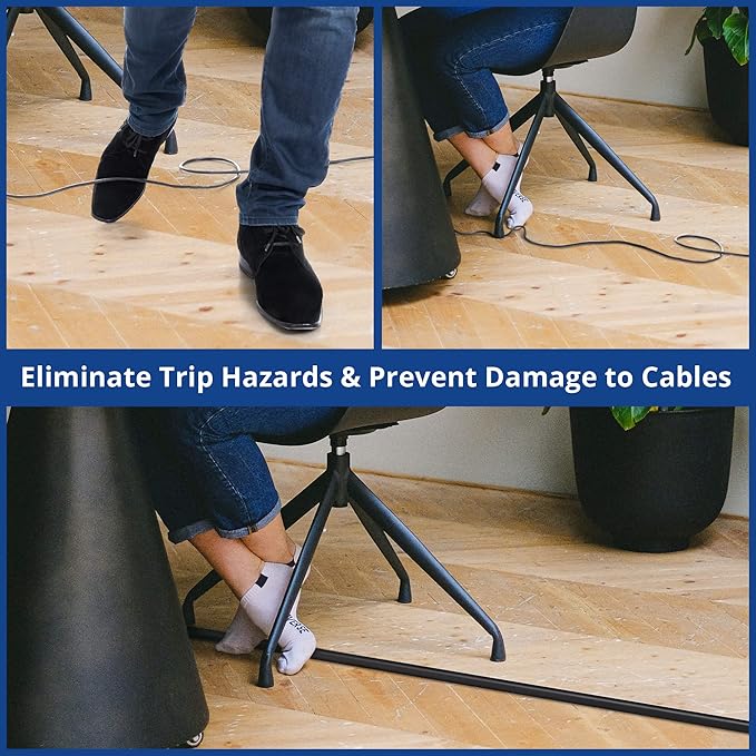 ZhiYo 4ft Cord Hider Floor for 1 Small Wire, Soft PVC Cord Covers for Wires on Floor, Wire Cover to Hide Power Cords, Cable Cover Protect Cords, Cable Cavity: W0.47in x H0.28in Vintage Coffee Brown