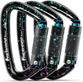 FresKaro UIAA Certified 25KN Auto Locking Climbing Carabiner Clips, Twist Lock, and Heavy Duty Carabiners for Rock Climbing, Rappelling, and Mountaineering, D Shaped