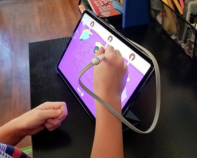 ZoopLoop Grey Silicone Scratchproof 20.75in Tether for Digital Electronic Styluses (Diameter Range: 0.27-0.37in) - Secure Stylus to Tablet Case - Tablet Pencil Holder Accessory