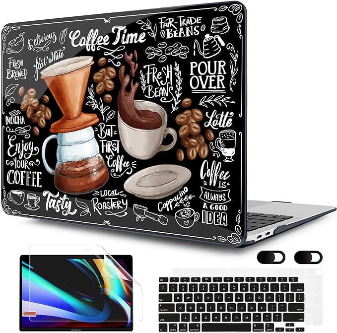 MEEgoodo for MacBook Air 13 inch Case 2021 2020 2019 2018 Released A2337 M1 A2179 A1932 with Touch ID, Plastic Hard Shell & Keyboard Cover Compatible with MacBook Air Case 13.3, Coffee