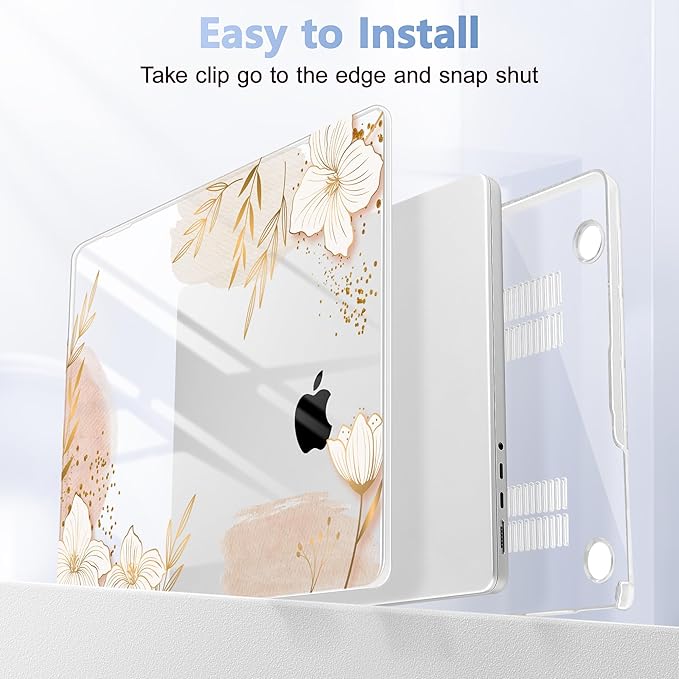 for MacBook Pro 16 inch Case 2021 2022 2023 2024 Release A3186 A3403 M4 A2991 M3 A2780 M2 A2485 M1 Pro/Max, Hard Shell Case with Screen Protector & Keyboard Cover, Floral P295