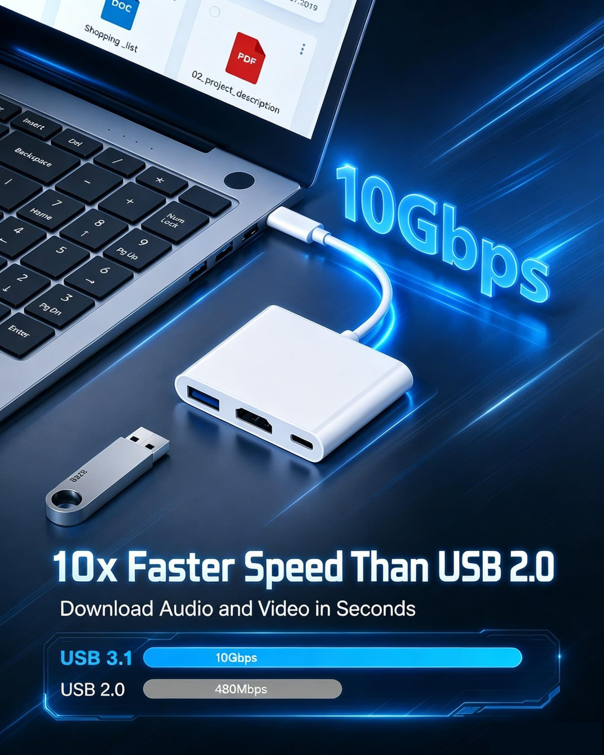 AIRSKY USB-C Digital AV Multiport Adapter, USB C to HDTV Adapter