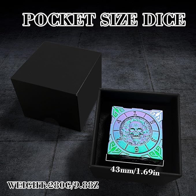 Spinner Dice 7-in-1 Metal DND Set – Premium Copper RPG Dice with 3D Monster Reliefs, Gyro Spinner & Collector’s Box for D&D,Chameleon Purple