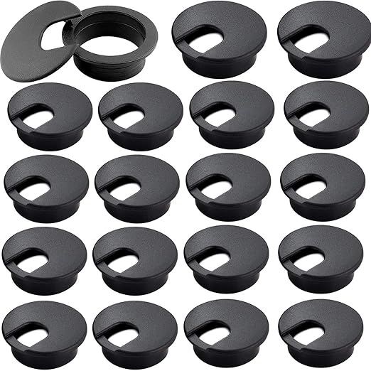 HNBun 20Pack 2 in Desk Grommets, Black Cable Hole Covers