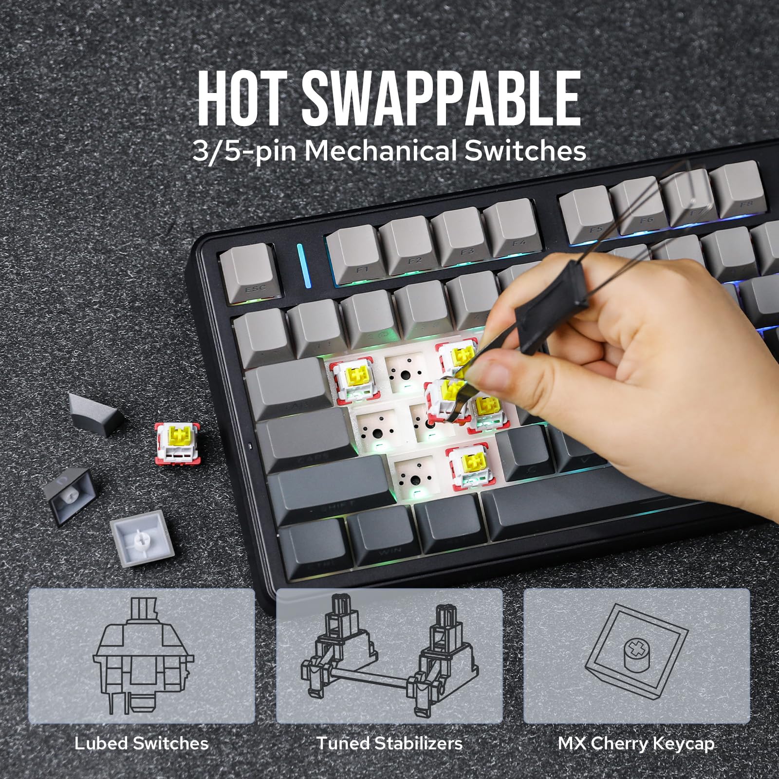 EPOMAKER Aula F99 MAX Wireless Mechanical Keyboard, Smart Screen & Knob, 8000mAh, 2.4Ghz/BT Creamy Keyboard, Pre-Lubed Switch, Hot-Swappable, RGB Backlit, Custom Software (Black Gradient)