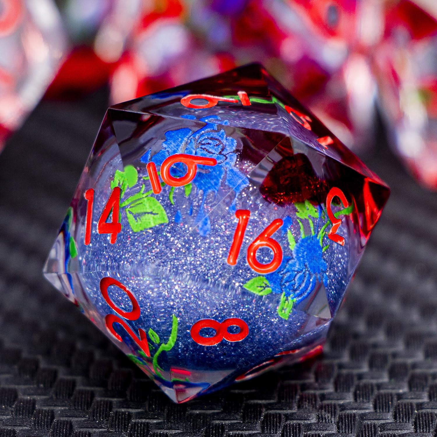 ARUOHHA Liquid Core DND Dice Set, Vampire Sharp Edged Dragons Dice Compatible with D&D RPG Role Playing Games, Resin Blood Red Polyhedral Dungeons D and D Dice with Gift Box D20 D12 D10 D8 D6 D4