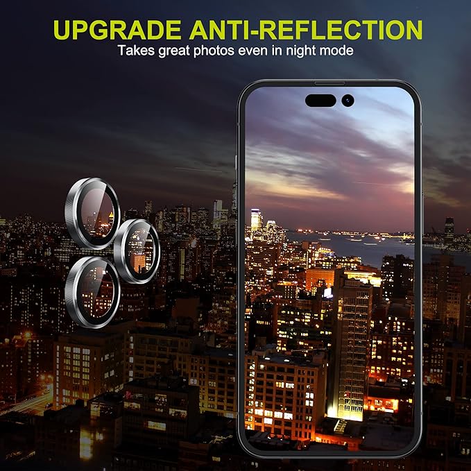 WSKEN for iPhone 14 Pro/iPhone 14 Pro Max Camera Lens Protector,[Night Shooting Mode] HD Tempered Metal Glass Camera Screen Protector Cover Film Accessories, Silver