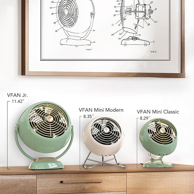 Vornado VFAN Mini Classic Personal Vintage Air Circulator Fan, Vintage White- Classic Base, Small (Pack of 3)