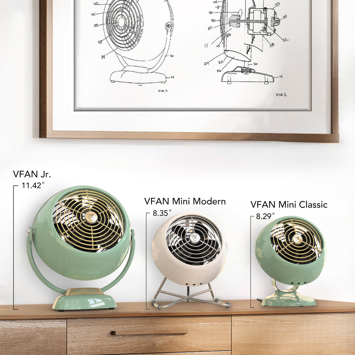 Vornado VFAN™ Mini Modern Personal Desk Fan with 2-Speed Control, Adjustable Tilt, Quiet Metal Air Circulator for Office, Bedroom, Dorm, Compact Desktop Cooling Device, Storm Gray