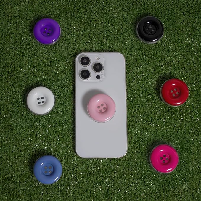 Solid Color Button Phone Grip – Minimalist Design, Durable and Lightweight, Grip and Stand for Smartphones (Blue, Adhesive Type)