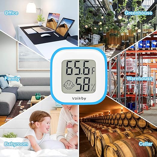 Vaikby Indoor Thermometer 2Pack, Humidity Gauge Meter Digital Hygrometer Room Thermometer for Home, Hight Accurate Temperature and Humidity Monitor, Large LCD Display Fahrenheit or Celsius