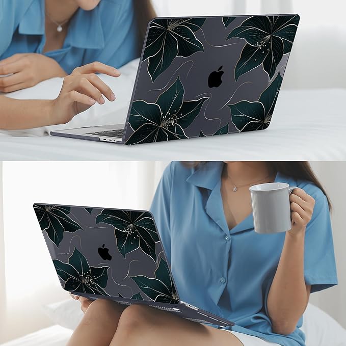 Mektron Case for MacBook Pro 16 Inch A2141 Cover 2019 Release 16" with Liquid Retina Display/Touch ID, Plastic Hard Shell with Keyboard Skin & Screen Protector & Dust Plug, Floral C218