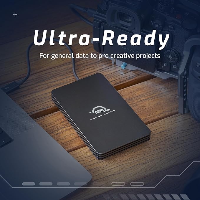 OWC 2TB Envoy Ultra Thunderbolt 5 Portable SSD Enclosure External Drive, Ultra Fast with TB5 Transfer Rates Over 6000MB/s, TB3, TB4 and USB4 Compatible, Works with Mac and PC