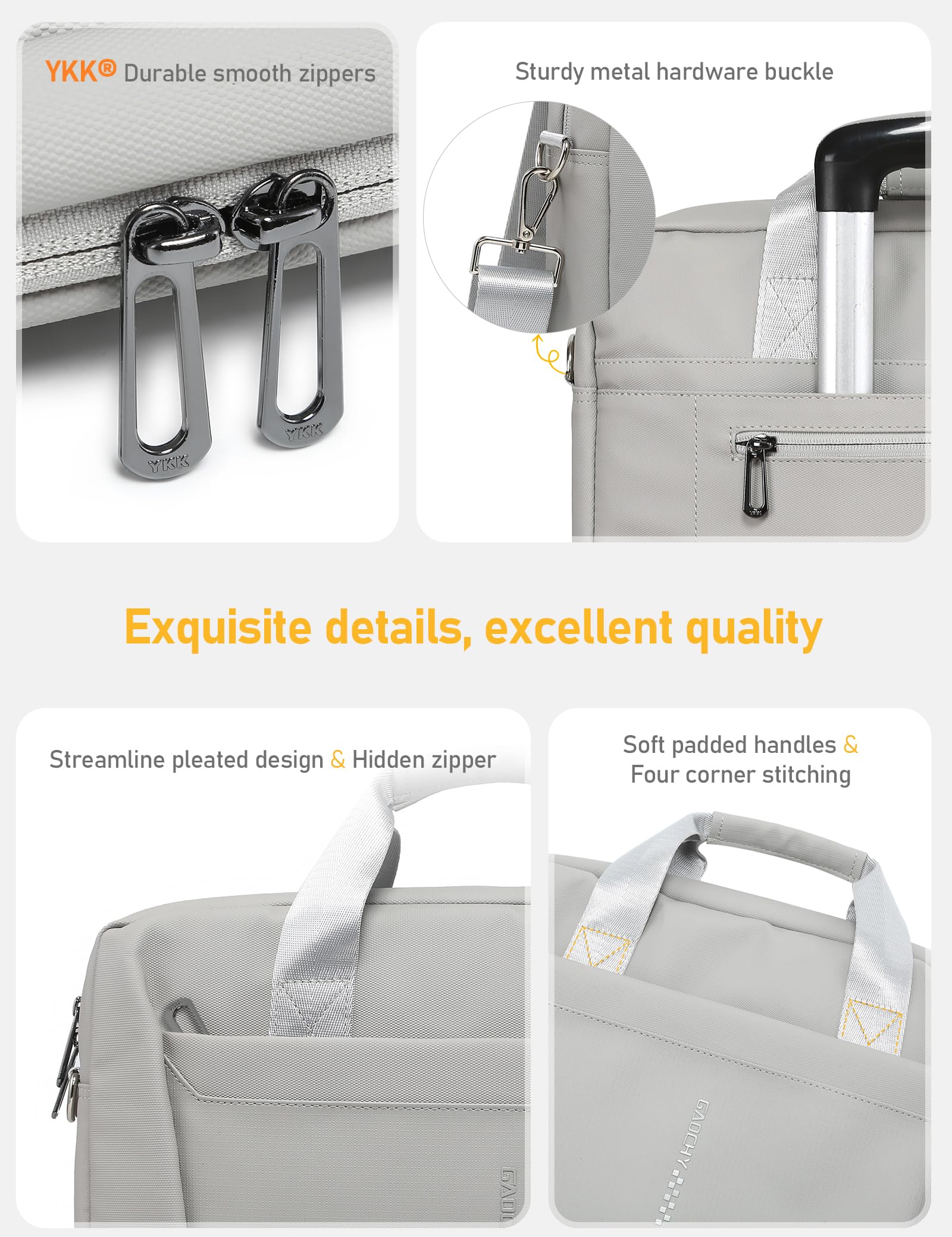 GAOCHY 13-14 Inch Laptop Shoulder Bag Business Briefcase Water Resistant Computer Messenger Bags Compatible with MacBook Pro 14, MacBook Air 13 M4, HP, Dell, ASUS Notebook, Grey